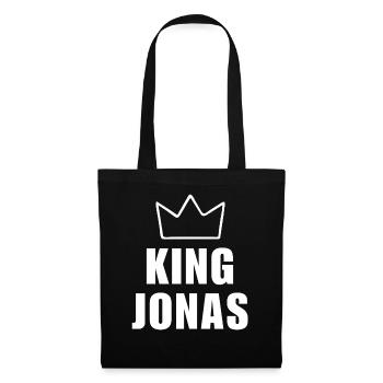 Nom de Jonas avec lettre J - Chemise King Crown - Sac en tissu - noir - Devant