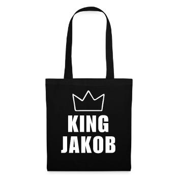 Nom Jakob avec lettre J - Chemise King Crown - Sac en tissu - noir - Devant