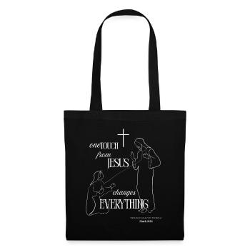 One Touch from Jesus – Mark 5:34 Shirt - Stoffbeutel - Schwarz - Vorne