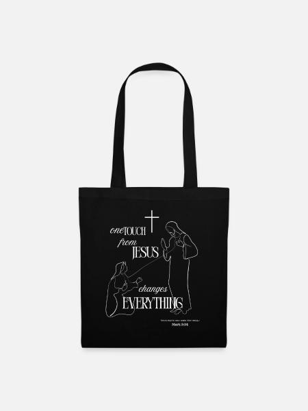 One Touch from Jesus – Mark 5:34 Shirt - Stoffbeutel - Schwarz