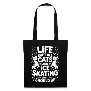 Chat de patinage sur glace Cadeau de patin à glace amusant - Sac en tissu - noir - Devant