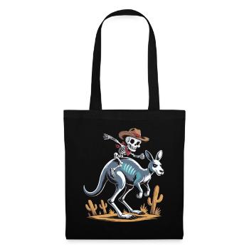 Cowboy Skeleton Rider on Kangaroo - Tote Bag - black - Front