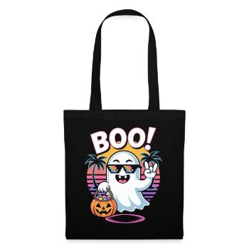 Hou! Fantôme cool avec des lunettes de soleil et une citrouille pour - Sac en tissu - noir - Devant