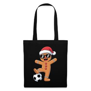 Funny Soccer Christmas Cartoon - Stoffbeutel - Schwarz - Vorne