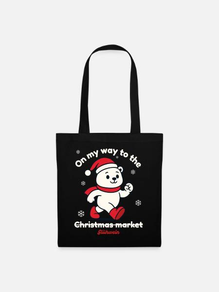 Weihnachtsmarkt - Eisbär Glühwein - Stoffbeutel - Schwarz