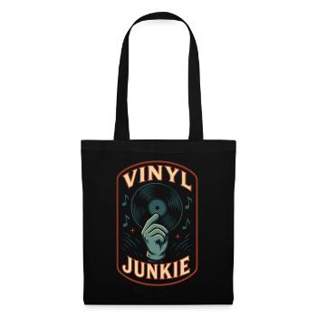 Vinyl Junkie Record Music Retro Design - Tote Bag - black - Front