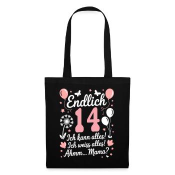 Enfin 14ème anniversaire 14 ans cadeau dire - Sac en tissu - noir - Devant