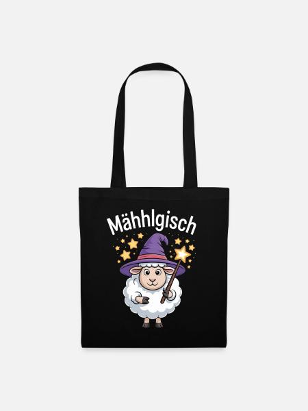 Mähhlgisch Schaf Zauberer Hexe Zauberstab Sterne - Stoffbeutel - Schwarz