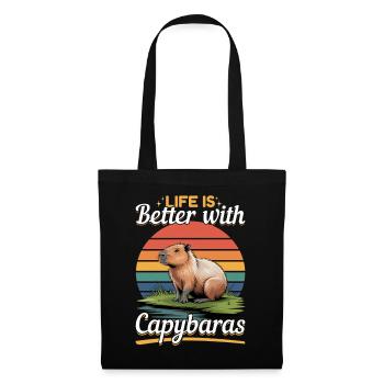 Funny aesthetic Kawaii Capybara - Stoffbeutel - Schwarz - Vorne