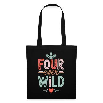 Four Ever Wild Kids Birthday 4 Years Gift - Tote Bag - black - Front