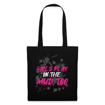 Les filles jouent dans la boue Schlammlauf Mud Run Muddy - Sac en tissu - noir - Devant