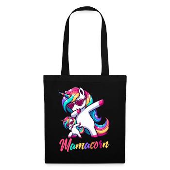 Mamacorn Mama Einhorn Mutter Babykorn Unicorn - Stoffbeutel - Schwarz - Vorne