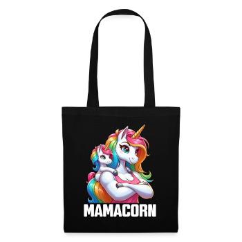 Mama Einhorn Mamacorn Mutter Tochter Dadacorn - Stoffbeutel - Schwarz - Vorne