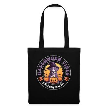Halloween Sorcière Chapeau Citrouille Chien Américain Staffie - Sac en tissu - noir - Devant