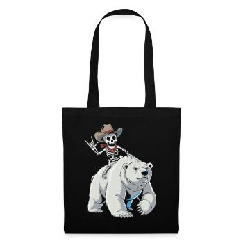 Squelette cow-boy sur ours polaire - Sac en tissu - noir - Devant