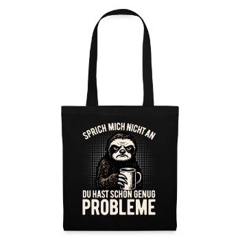 Don’t talk to me - paresseux avec du café - Sac en tissu - noir - Devant