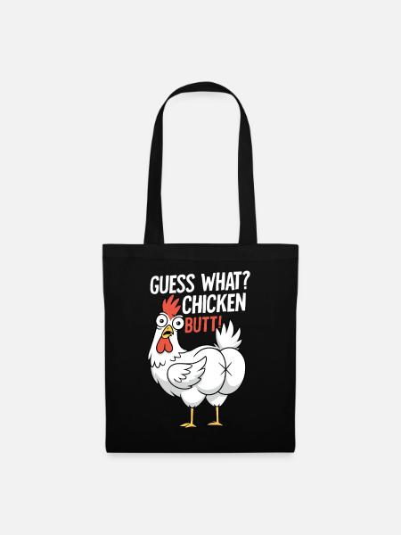 Cul de poulet disant dessin animé - Sac en tissu - noir