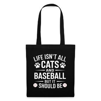 Baseball Spruch Katzen Lustiges Baseball Geschenk - Stoffbeutel - Schwarz - Vorne