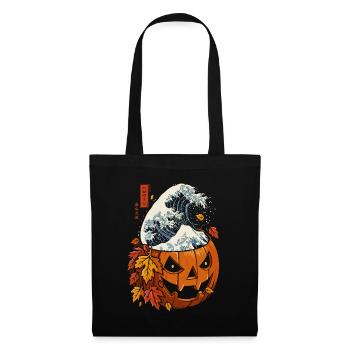 Halloween Fall - Pumpkin Wave Kanagawa - Tote Bag - black - Front