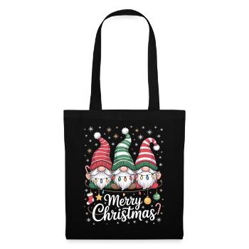 Trois Gnomes avec des Chapeaux - Joyeux Noël - Sac en tissu - noir - Devant