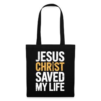  Jesus Christus hat mein Leben gerettet - Stoffbeutel - Schwarz - Vorne
