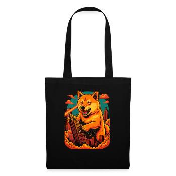 Laser Paws City Rampage, Shiba Inu Hund - Stoffbeutel - Schwarz - Vorne