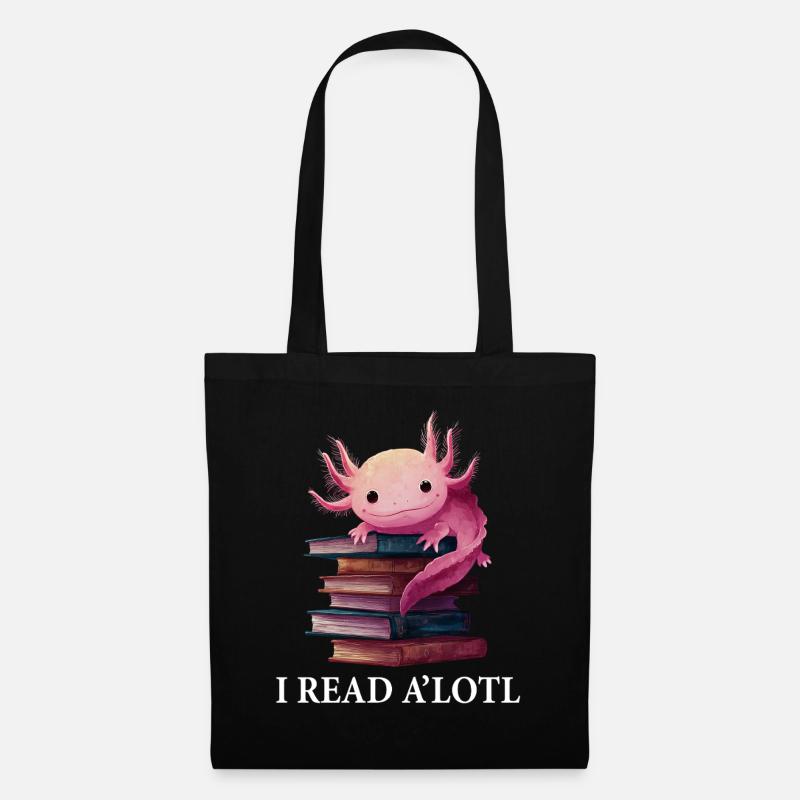 Axolotl Lustig Buch Lesen Bücher - Stoffbeutel - Schwarz