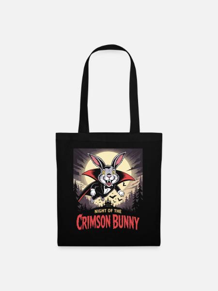 Night of the Crimson Bunny - Bunny Design - Tote Bag - black