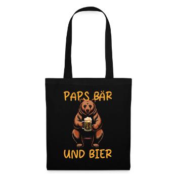 Bald Papa Bierfan PAPS BÄR UND BIER Lustiges - Stoffbeutel - Schwarz - Vorne
