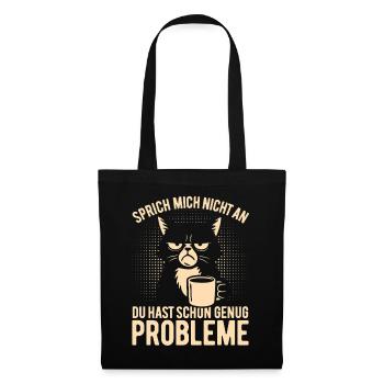 Sprich mich nicht an - mürrische Katze mit Kaffee - Tote Bag - black - Front