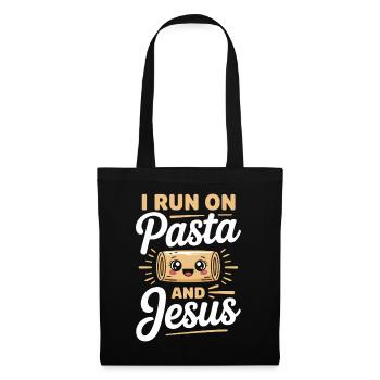 I Run On Pasta And Jesus - Stoffbeutel - Schwarz - Vorne