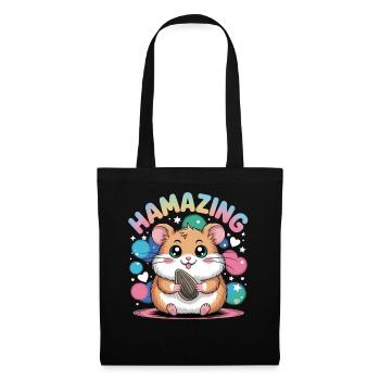 Hamazing Kawaii Hamster Samen Herzen - Stoffbeutel - Schwarz - Vorne