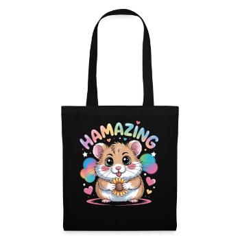 Hamazing Kawaii Hamster Samen Herzen - Stoffbeutel - Schwarz - Vorne