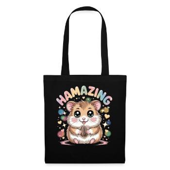 Hamazing Kawaii Hamster Samen Herzen - Stoffbeutel - Schwarz - Vorne