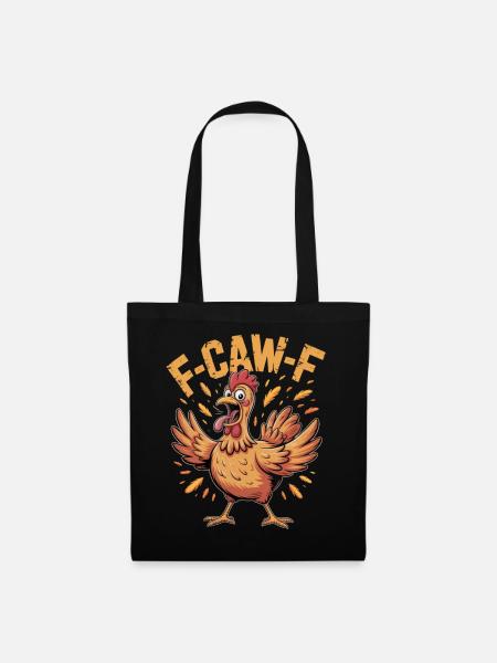 F-CAW-F Lustiges wütendes Huhn Karikatur - Stoffbeutel - Schwarz