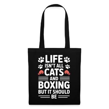 Boxen Spruch Katzen Boxer Lustiges Boxen Geschenk - Stoffbeutel - Schwarz - Vorne