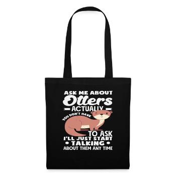 Loutre de mer dessin animé conversation sur la loutre - Sac en tissu - noir - Devant