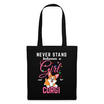 Ne vous mettez jamais entre une fille et sa chemise corgi - Sac en tissu - noir - Devant