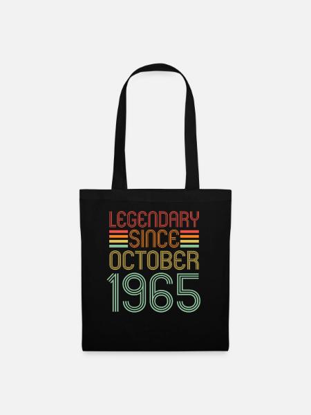 Legendär seit Oktober 1965, Retro, Geburtstag - Stoffbeutel - Schwarz