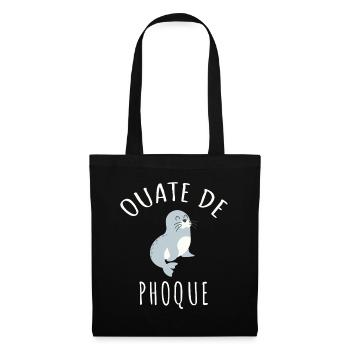 Ouate de Phoque Humour Français Jeu de Mots Rigolo - Sac en tissu - noir - Devant