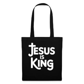 Jesus Is King Christlich Kreuz Glaube - Stoffbeutel - Schwarz - Vorne