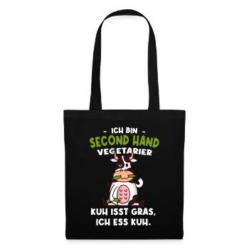Vegetarier Kuh Isst Gras Ich Ess Kuh - Stoffbeutel - Schwarz - Vorne