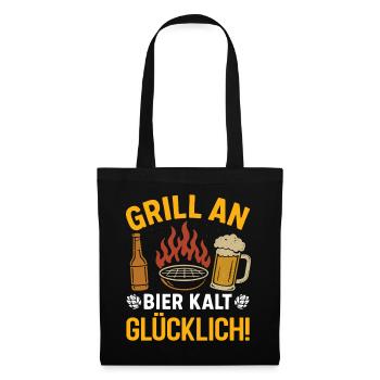 Beer fan GRILL ON BEER COLD HAPPY Funny - Tote Bag - black - Front