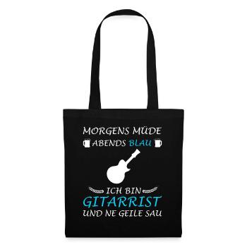Gitarre Spruch Band Musikinstrument E-Gitarre - Stoffbeutel - Schwarz - Vorne