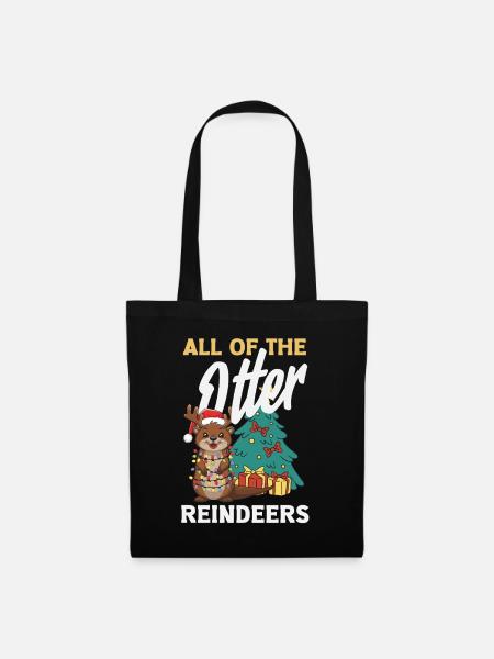Seeotter-pun-weihnachts-rentiere - Stoffbeutel - Schwarz