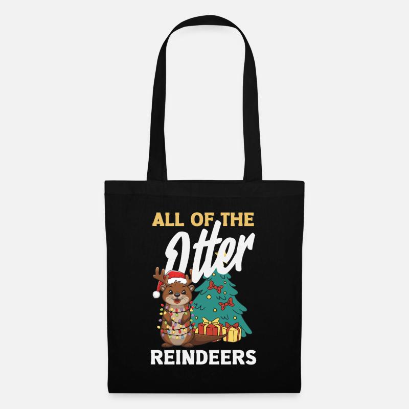 Seeotter-pun-weihnachts-rentiere - Stoffbeutel - Schwarz