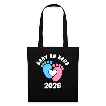 Future maman BÉBÉ À BORD 2026 Drôle - Sac en tissu - noir - Devant