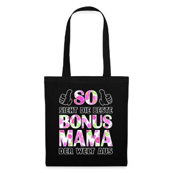 Bonus Mama Mutter Stiefmutter Muttertag Geschenk - Stoffbeutel - Schwarz - Vorne