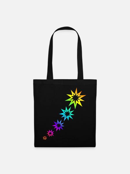 Bunte Sterne - Stoffbeutel - Schwarz