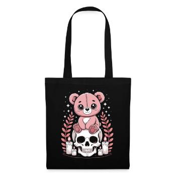 Kawaii Pastel Goth Geflickter Bär - Stoffbeutel - Schwarz - Vorne